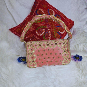 পিংক কালারের ভেলভেট বেস পার্টি ব্যাগ